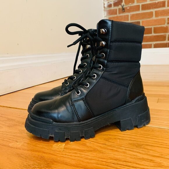 Marc Fisher Shoes - Marc Fisher LTD Womens Black Combat & Lace-up Boots 8 Medium